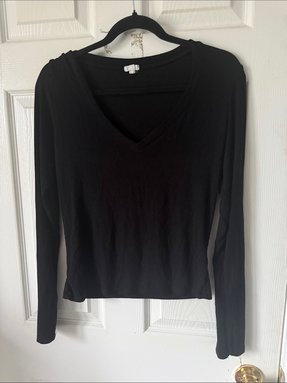 Garage Black V-Neck Long Sleeve Top